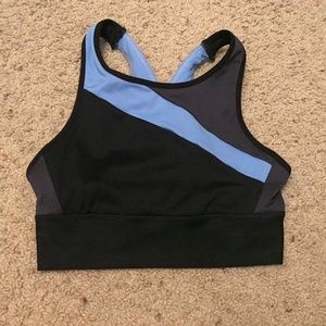 Blue and Black Crossback Sports Bra